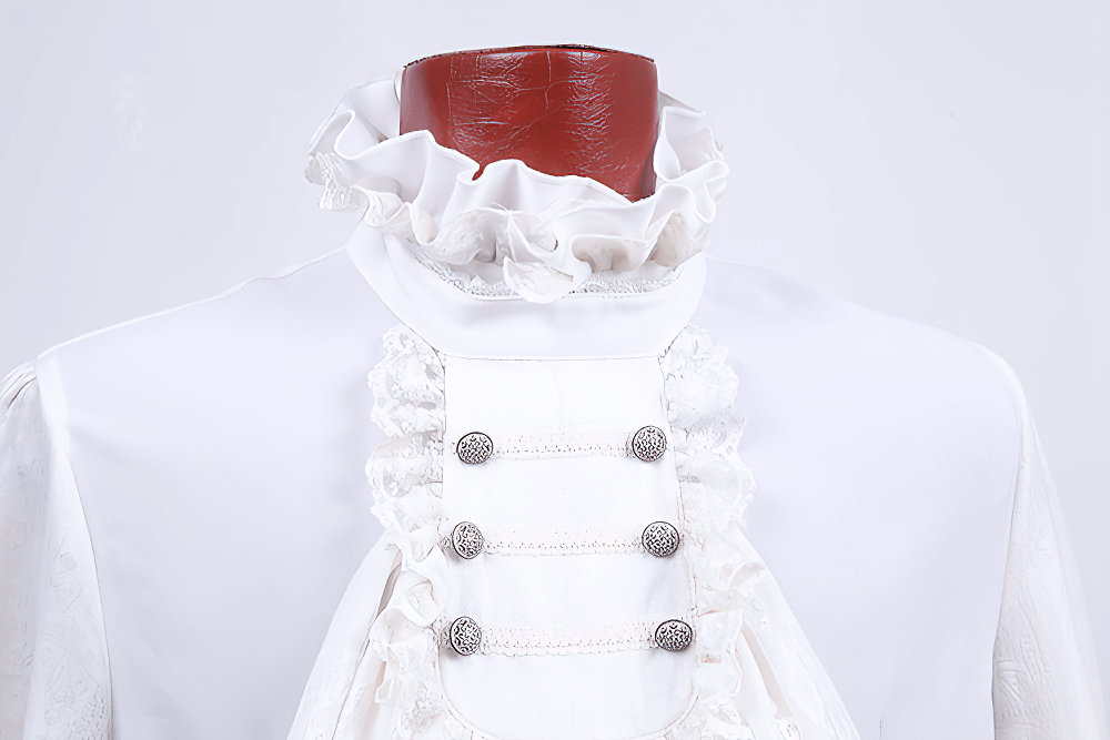 Victorian Inspired White Ruffle Dress Shirt for Men